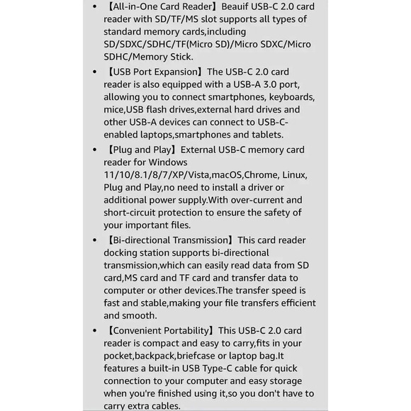 Memory Card Reader SD/TF Card Reader USB-C to MS‎ Type-C Card Reader - Picture 9 of 9